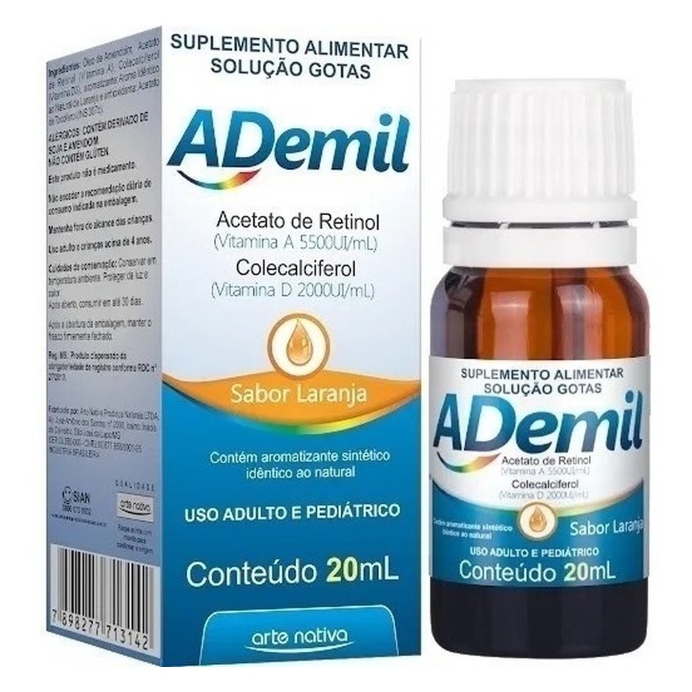 Suplemento Vitamina A D Gotas 20ml Ademil Arte Nativa | Shopee Brasil