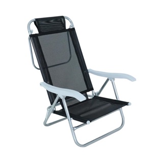 Cadeira Reclinavel Sunny Aluminio 6 Posicoes Preta 06300