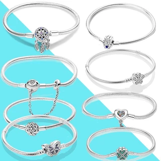 Pulseira Femme 925 Prata Esterlina Múltiplos Estilos Para Mulheres Encaixam Jóias Originais Encantados Presente