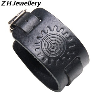 [Z H Jóias] Hip Hop Rock Moda Masculina Pulseira De Couro Sol/Acessórios Para De Festa