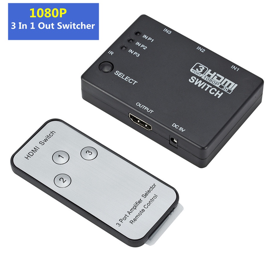 Chaveador Comutador Hdmi 3x1 Switch Controle Remoto 1080p Hd