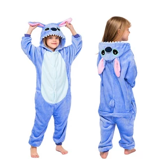 Kids Kigurumi Stitch Unicórnio Onesies Meninas Pijamas Animal Meninos Flanela Inverno Roupa De Dormir Macacão