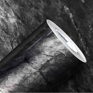 Adesivo Papel de Parede Lavável Pedra Mármore Silver Black Gloss 1,22 x 3m
