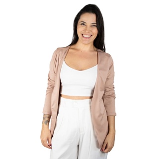 Blazer Ana Julia - Nude - - Manga com detalhe franzido  - Comprimento normal - O modelo leve fresquinho e perfeita para quem busca conforto   Tecido: Malha Crepe com Elastano Composição: 96% Poliéster - 4% Elastano