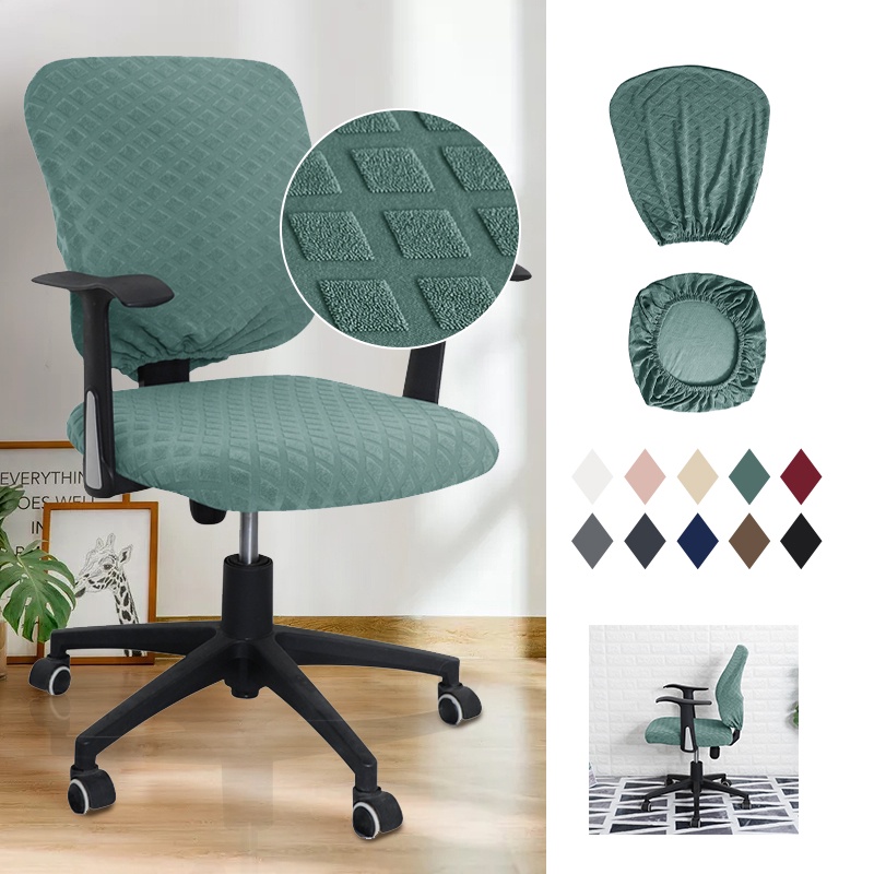 1Set (2pcs) Chair Covers Plain Checker Pattern Removível Elástico Universal De Cadeira De Escritório Cobertura Dividida Por Computador Protetora Para
