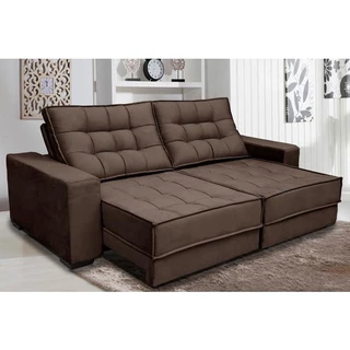 Sofá Coliseu Molas Ensacadas e Pillow Top 2,30m Pluma Café