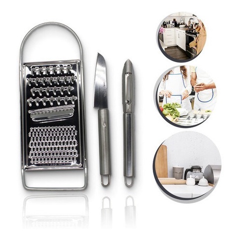 Ralador Faca E Descascador Em Aço Inox Jogo Cozinha | Shopee Brasil