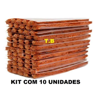 KIT COM 10 REFIL REPARO DE PNEU SEM CÂMERA CARRO MOTO MODELO MACARRAO