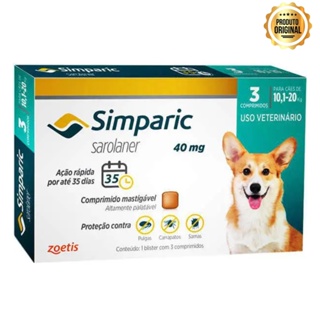 Antipulgas Para Cães Simparic 40mg De 10-20kg 3 Comprimidos