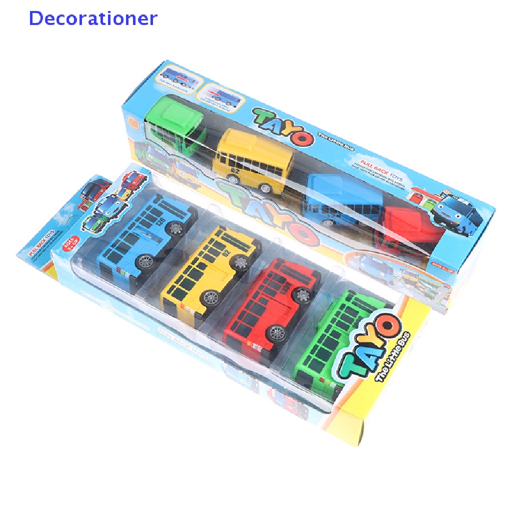Decorador 4 Pcs Tayo The Little Bus Cartoon Pull Back Car Set