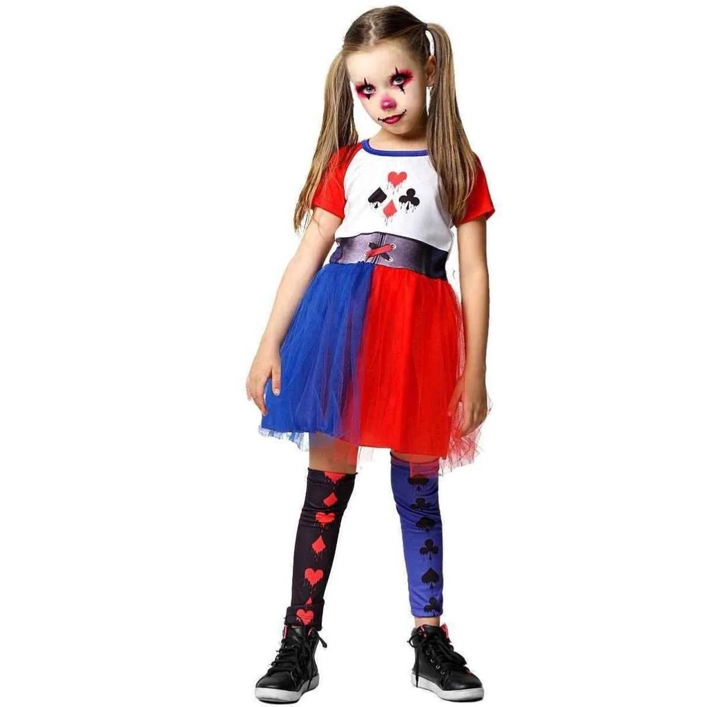 Fantasia Halloween Infantil Colombina Coringa Palhacinha Arlequina | Shopee  Brasil