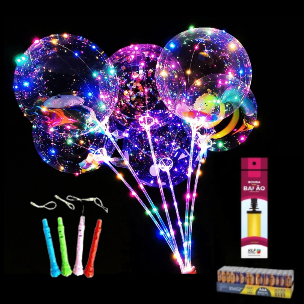 Balão De Led 10 Unidades + Com Pilhas e 24 Polegadas Luz | Shopee Brasil