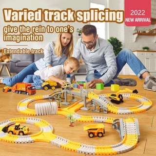 Jogo De Pista De Corrida Ferroviário Conjunto De Brinquedos Diy Para Crianças Montagem Dobradura Flexível Flash Light Carro Educacional Presentes
