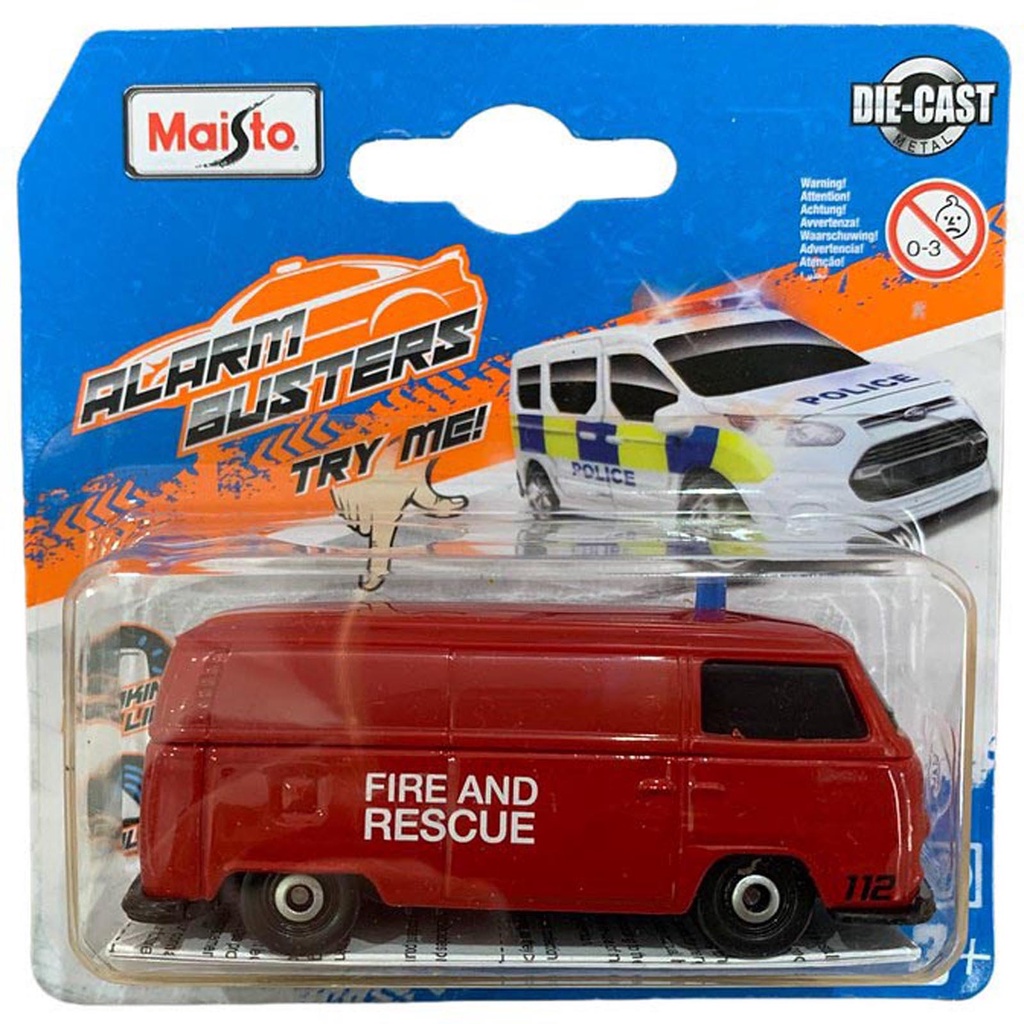 Miniatura - 1:64 - Volkswagen Kombi Fire and Rescue Luz e Som - Maisto