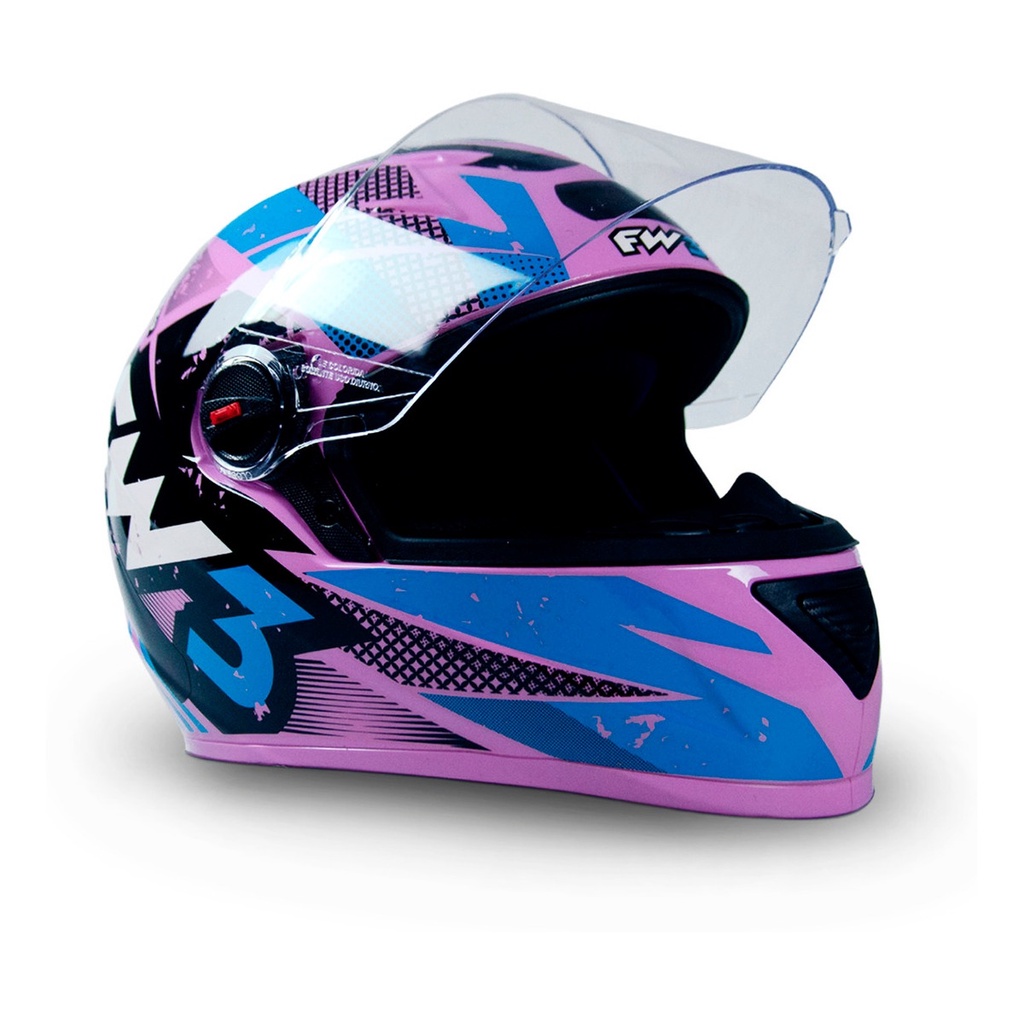 Capacete Fechado Moto Com Narigueira Gtn Feminino Speed Rosa E Preto ...