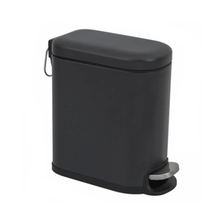 Lixeira Retangular Slim Preta 6L Com Pedal e Fechamento Suave da Tampa 29x14x30cm Globalmix