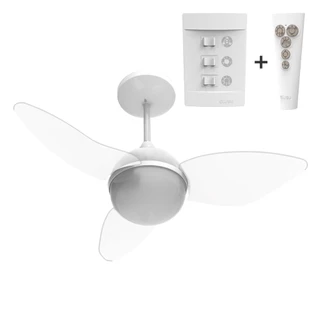 VENTILADOR DE TETO ALISEU SMART CRISTAL COM CONTROLE REMOTO E PAREDE - COM VENTILAÇÃO E EXAUSTÃO - SUPER SILENCIOSO - 2 ANOS DE GARANTIA - 3 PÁS