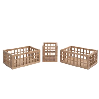 Kit porta utensílios 2 cestos vazado bambu 26cm e 38cm Oikos em Oferta na Shopee