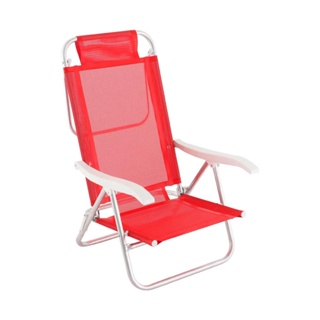 Cadeira Reclinavel Sunny Aluminio 6 Posicoes Vermelha 063004 Belfix