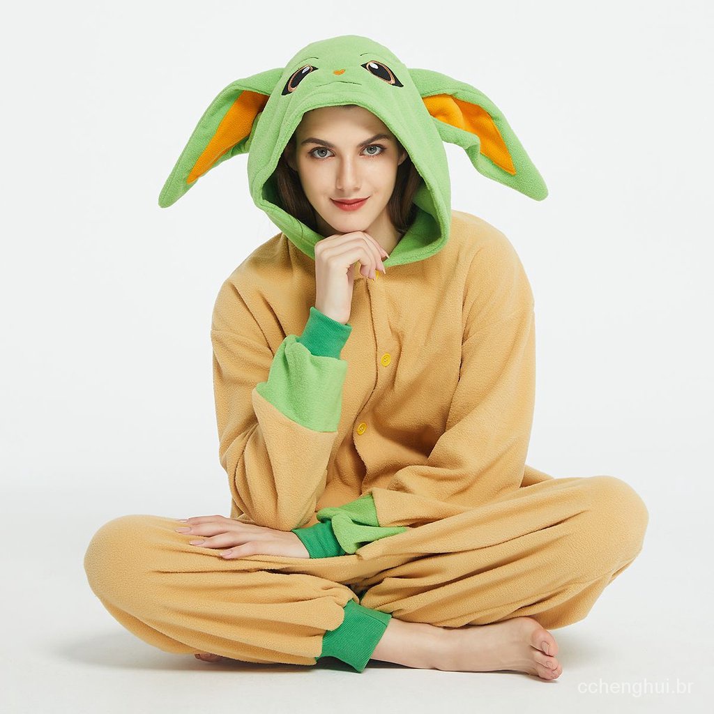 Star Wars The Mandalorian Baby Yoda Polar Fleece Kigurumi Conjunto De Pijamas De Uma Peça Home cos Vestuário ~