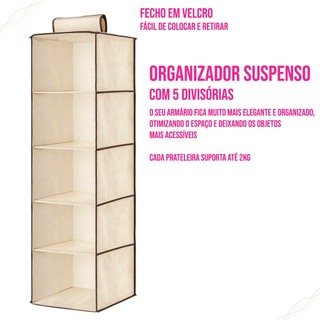 Nicho Organizador Vertical Suspenso Guarda-Roupa TNT Multiuso Casita ...