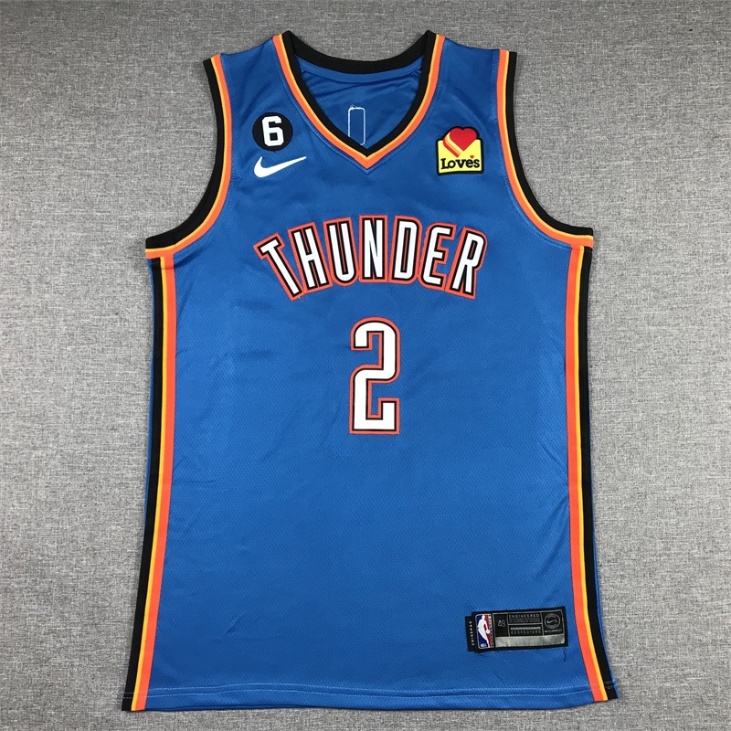 Masculino Camisa 2023 Oklahoma City Thunder Shai Gilgeous-Alexander Camiseta de Azul Basquete Jersey