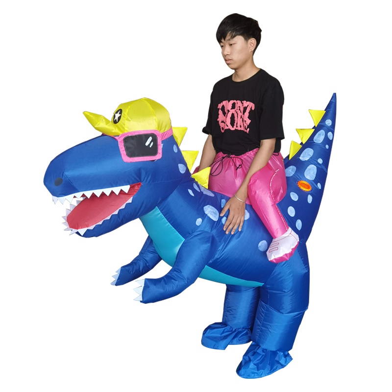 Fantasia de Dinossauro Inflável Casa de Uma Peça Passeio T Rex Air Blow Up  Divertido Vestir Festa Halloween Fantasia Infantil(4-6 anos)