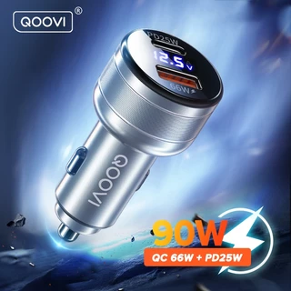 Carregador USB QOOVI 65W Para Carro Tipo C De Porta Dupla 3.0 iPh Huawei Xiaomi Samsung PD Telefone Celular