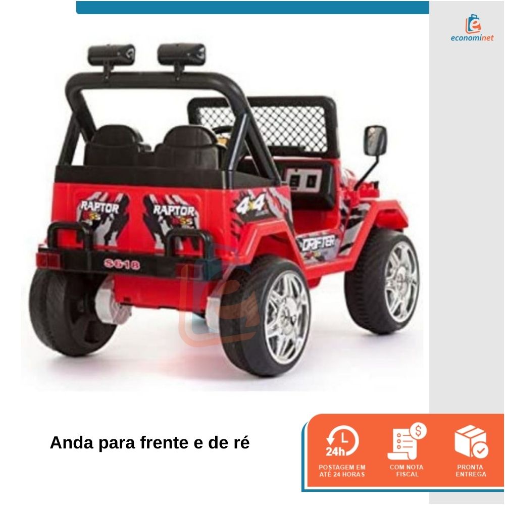 Mini Carro Elétrico Jipe Vermelho Infantil Criança 12V Com Controle Remoto  Luz Som Usb Mp3 Importway - Auto Equip