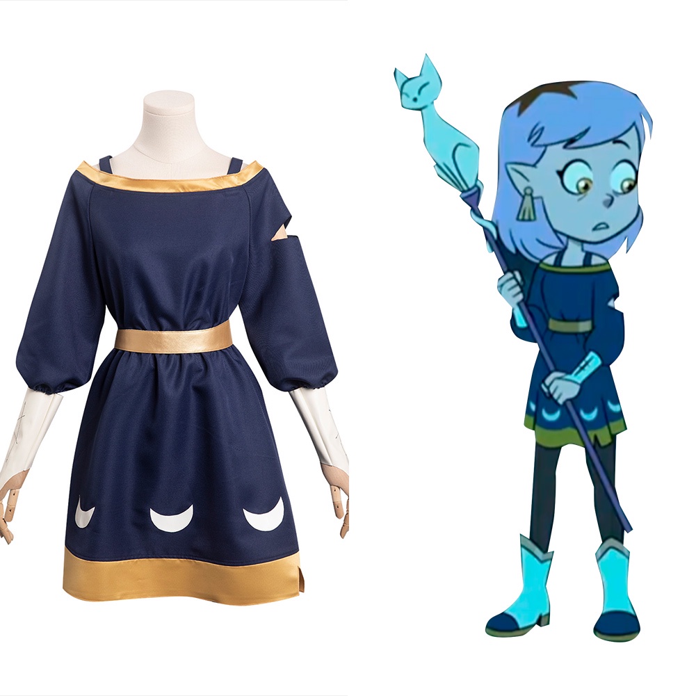 TOH Amity Cosplay Conjunto De Roupas De Fantasia Vestido Azul Roupa De ...