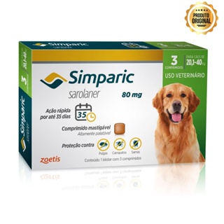 Antipulgas Para Cães Simparic 80mg 20,1-40kg 3 Comprimidos