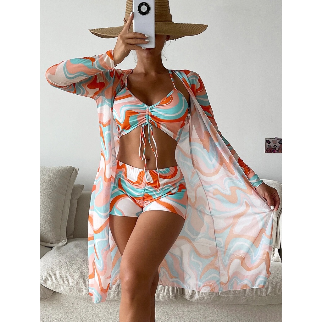 Biquíni Feminino Cintura Alta WHUVUMFY - Conjunto 2 Peças Com Controle De Barriga