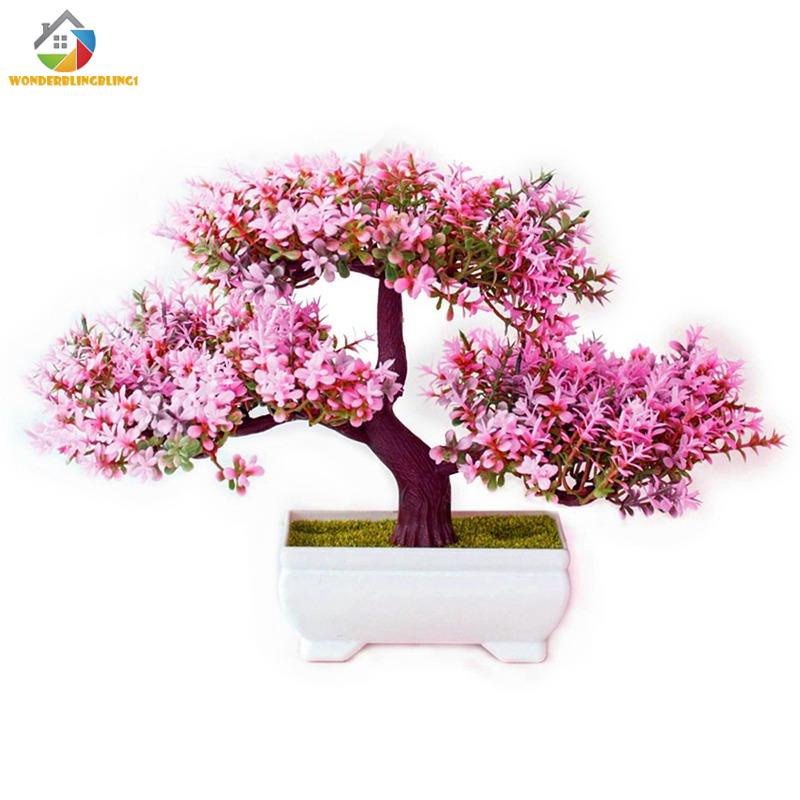 Flores Artificiais Plantas Plásticas Bonsai Verdes Welcoming Pine Para Decoração De Casamento Casa
