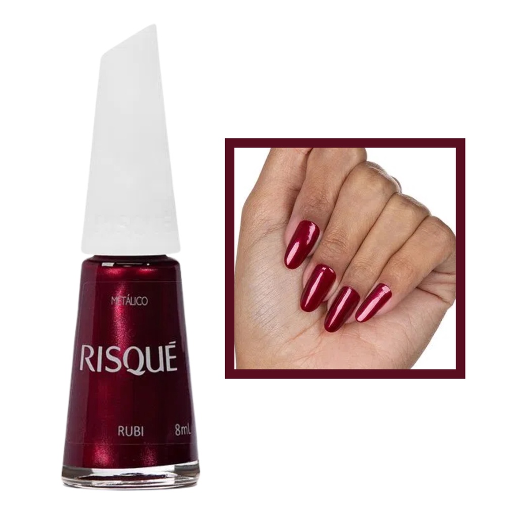 Esmalte Risque Metalico Rubi Vermelho 8ml Hipoalergenico | Shopee Brasil