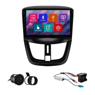 Kit Multimídia Mp5 2 Din PAD 9 Pol Peugeot 207 2006 07 08 09 10 2011 2012 Bluetooth Espelhamento Moldura Preto Camera Ré