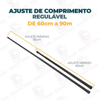 Porta Cortina Box Preto Varão Bastão Banheiro de 60 cm até 90cm Extensível Universal Ajustável pia guarda roupas Black
