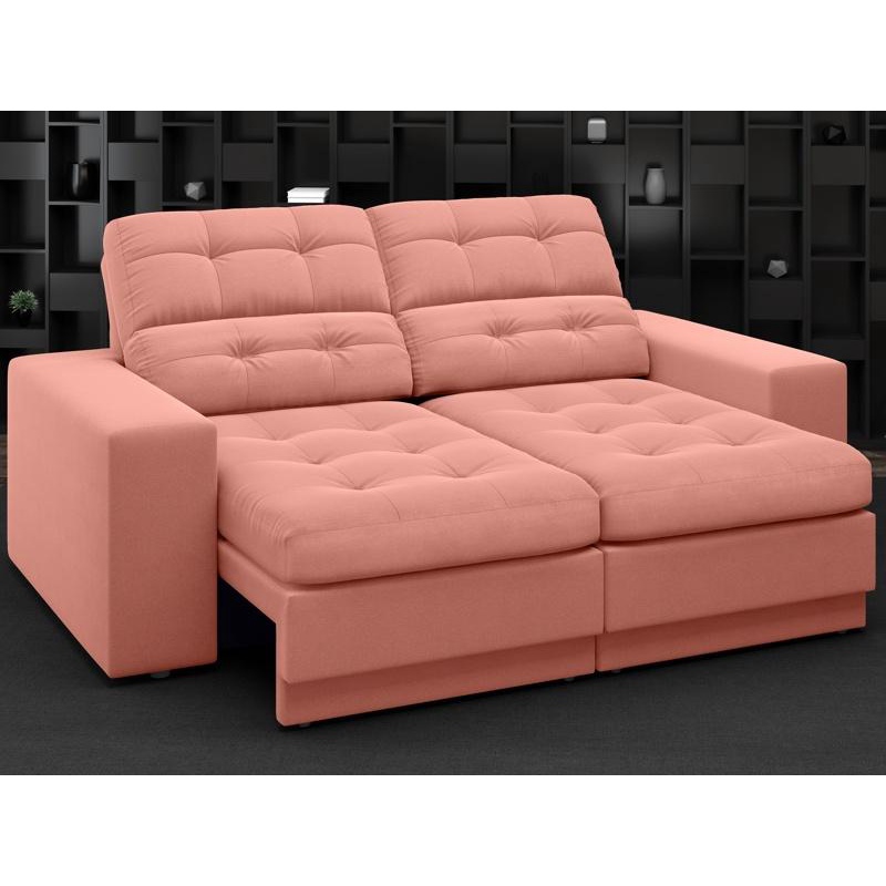 Sofá Jobim 1,70m Assento Retrátil e Reclinável Velosuede Rose ...
