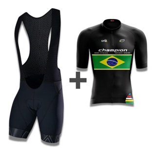 Conjunto de Ciclismo Masculino Brasil Champion Camisa e Bretelle Way