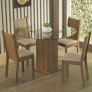 Conjunto de Mesa de Plástico Redonda 70cm e 4 Cadeiras Colonial Branco