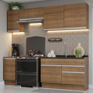 Armário de Cozinha Completa 240cm Rustic Glamy Madesa 07 em Oferta na Shopee