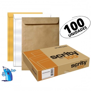 ENVELOPE A4 KRAFT PARDO 100 UNIDADES SACO OFF SET BRANCO 229X324MM SCRITY
