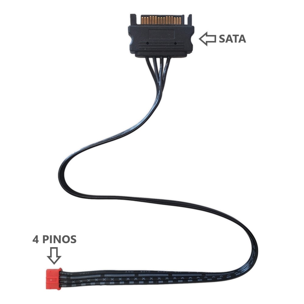 Cabo Energia Controladoras 4 Pinos Para Sata 15 Pinos Cooler Fan