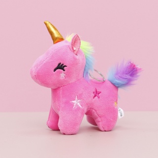 Kawaii unicórnio peludo chaveiro de pelúcia colorido boneca