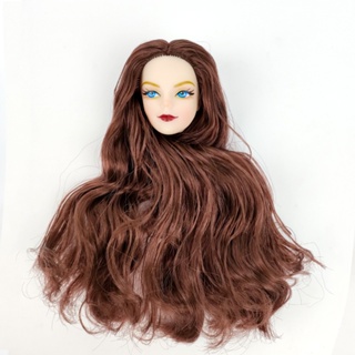 Cabeça de plástico para bonecas 11.5 , maquiagem com cachos, peruca,  cabelo ondulado, cabeça de boneca para boneca 1/6 bjd, casa, acessórios  diy