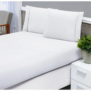 Jogo De Lencol queen roupa de cama Ponto Palito 3 pecas algodao branco