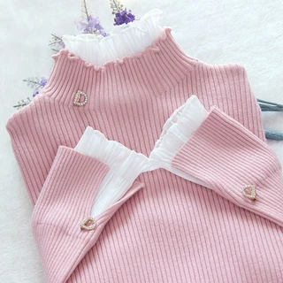 blusa de frio feminina tricot plus size Suéter Feminino De Renda Com Gola Rolê Folha Lótus Outono Inverno tricô sueter