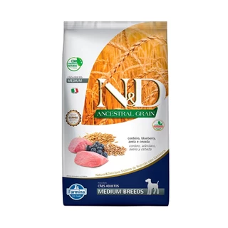 Ração N&D Ancestral Grain Para Cães Adultos De Raças Médias Sabor Cordeiro E Blueberry 2,5kg em Oferta na Shopee