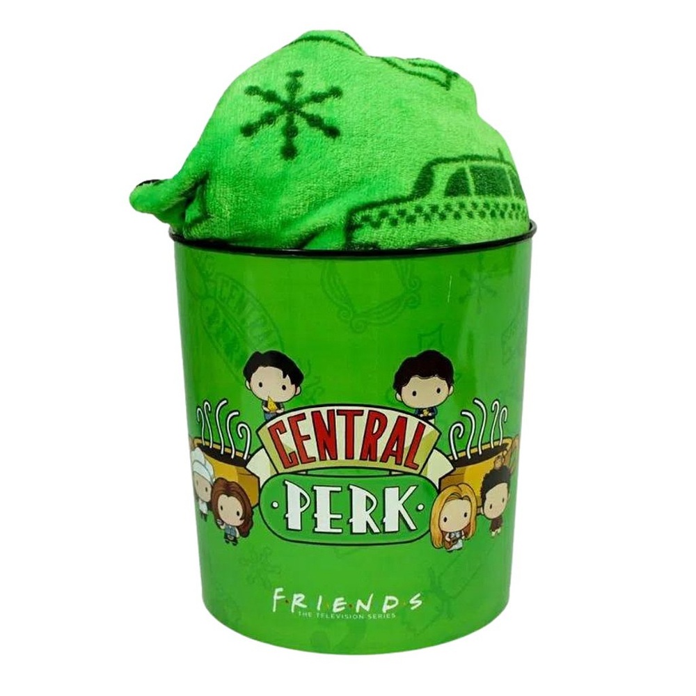 Kit Cobertor Friends Central Perk Manta C/ Balde De Pipoca