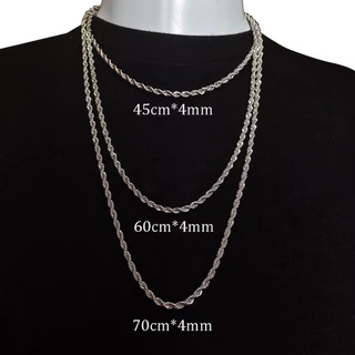 kit corrente de prata colar cordão masculino/feminino trançado Baiano colares aço Inox 45/60/70cm