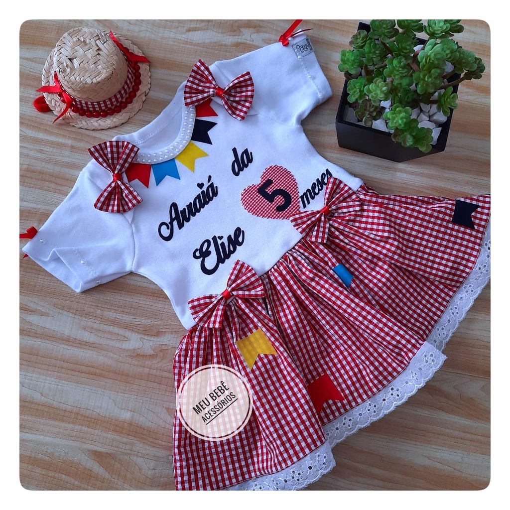 Roupa de Festa Junina Infantil Vestido de Festa Julina Bebe Body ...